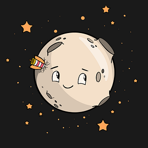 lune souriante dans l'espace pour illustrer les rituels à la lune (pleine ou nouvelle)