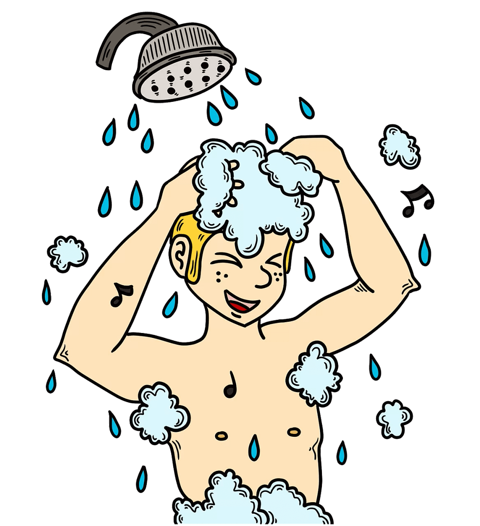 enfant sous la douche pour représenter le nettoyage énergétique
