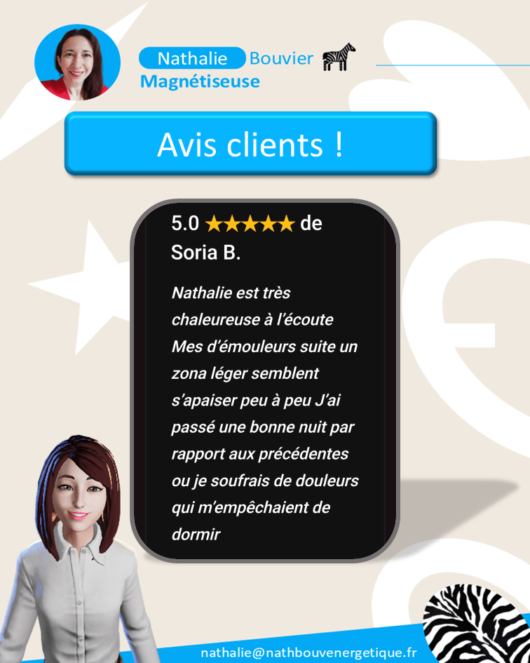 Avis de Soria B, soulagée des douleurs de son zona après une séance